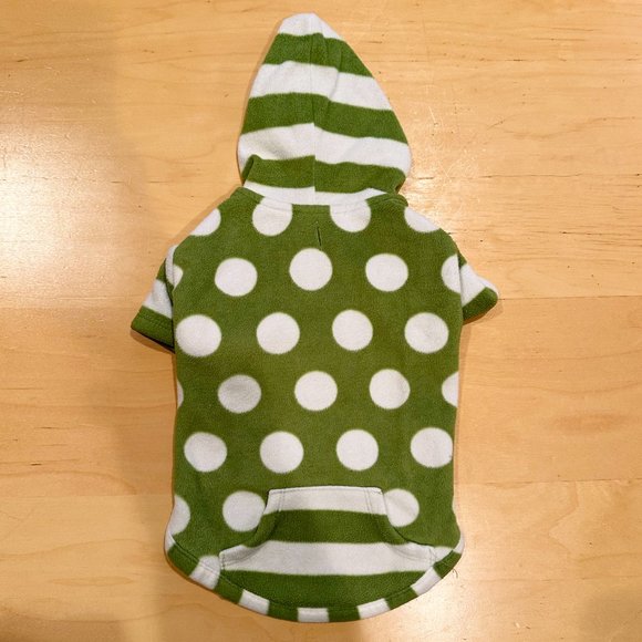 Martha Stewart Pets Green Fleece Polka Dot Dog Hoodie Sweater Size Medium - Picture 1 of 6